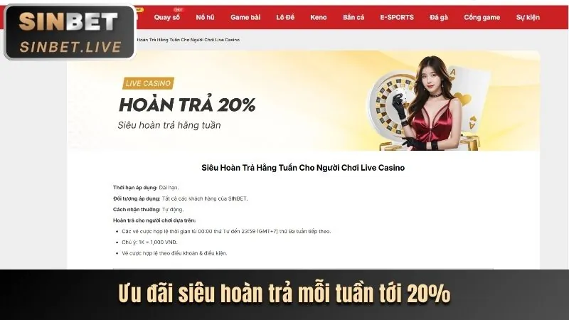 Chương trình hoàn trả hàng tuần tại Fun88